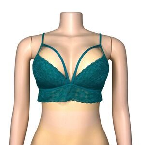 Pink By Victoria's Secret Lightly Lined‎ Lace Bralette Size S/P Green